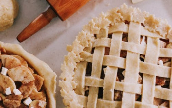 Pies on a counter