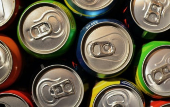 Top down view of soda cans